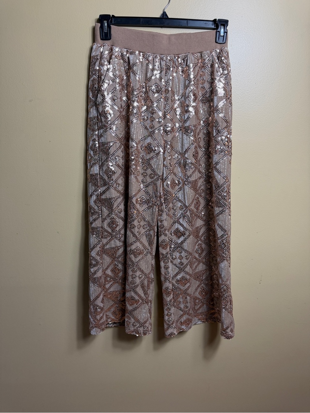 NWOT See and Be Seen Gold Sequin Velvet Wide Leg Pants - Medium